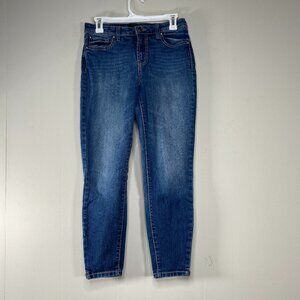 Nine West Jeans Date Night STRAIGHT FIT Denim Jeans Women's 6 Blue Rhinestone